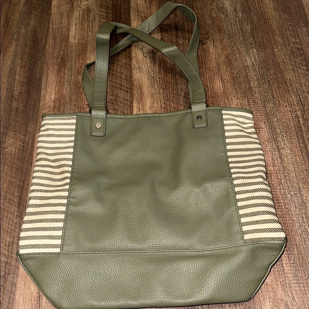 THIRTY ONE OOH-LA-LA‎ OLIVE PEBBLE COLORBLOCK TOTE